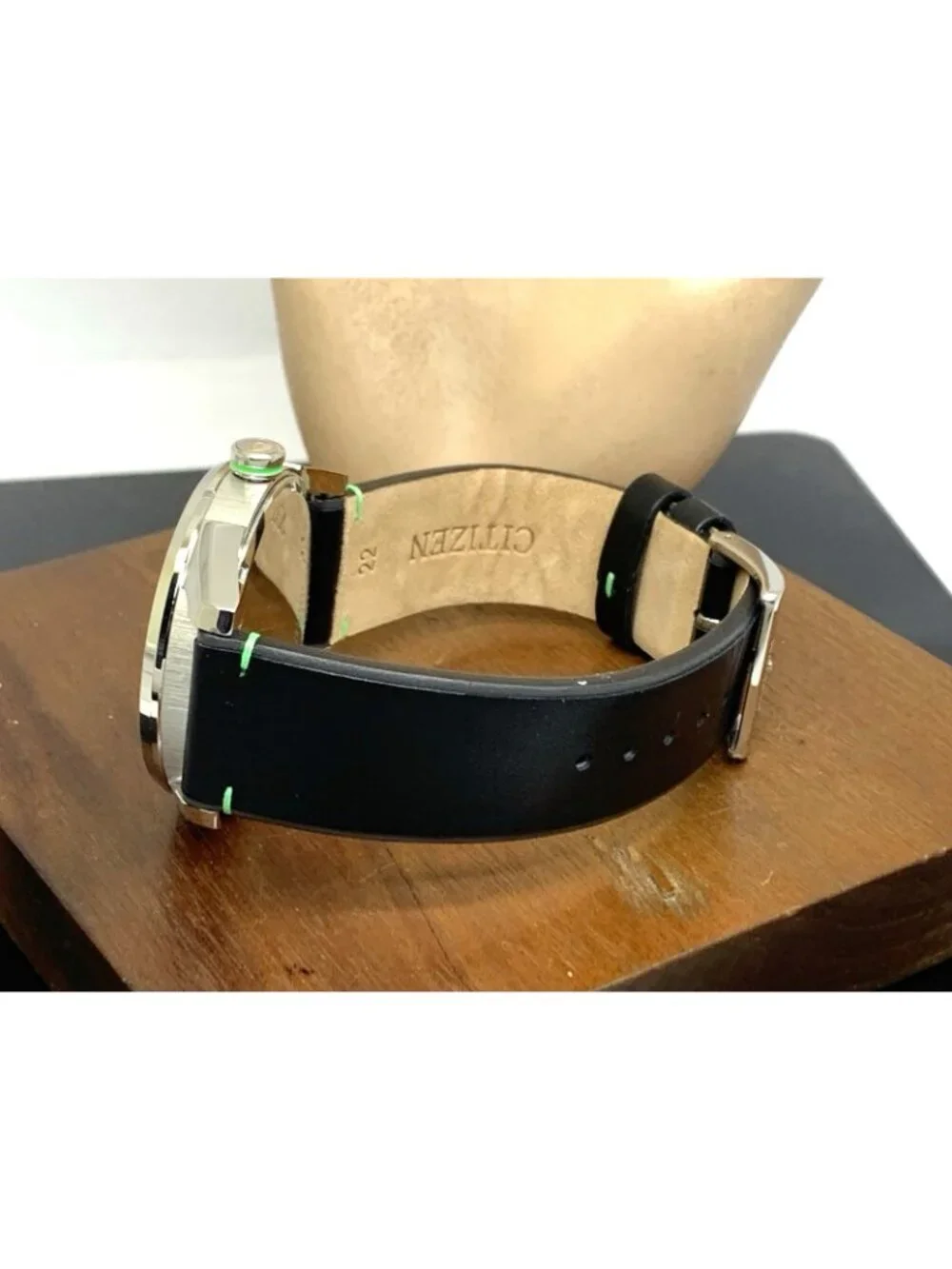 Citizen Men's Watch BM6980-08E Eco-Drive Green Black Dial Leather Band 42mm
